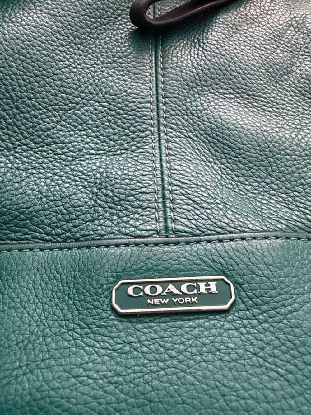 Coach Teal Pebbled Leather Park North South Tote Bag Hangtag Tassel - Picture 3 of 13